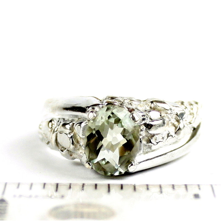 SR368Green Amethyst925 Sterling Silver Mens Ring Image 4