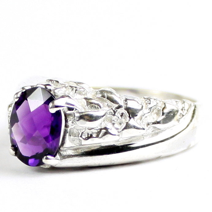 SR368 Amethyst 925 Sterling Silver Mens Ring Image 2