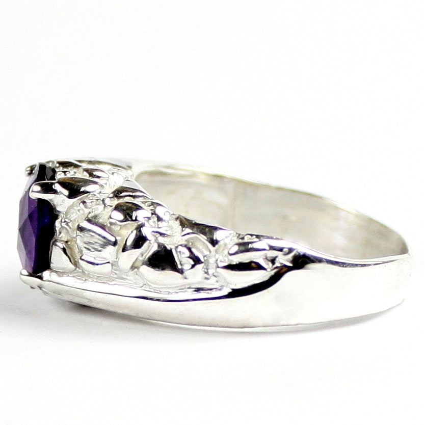 SR368 Amethyst 925 Sterling Silver Mens Ring Image 3