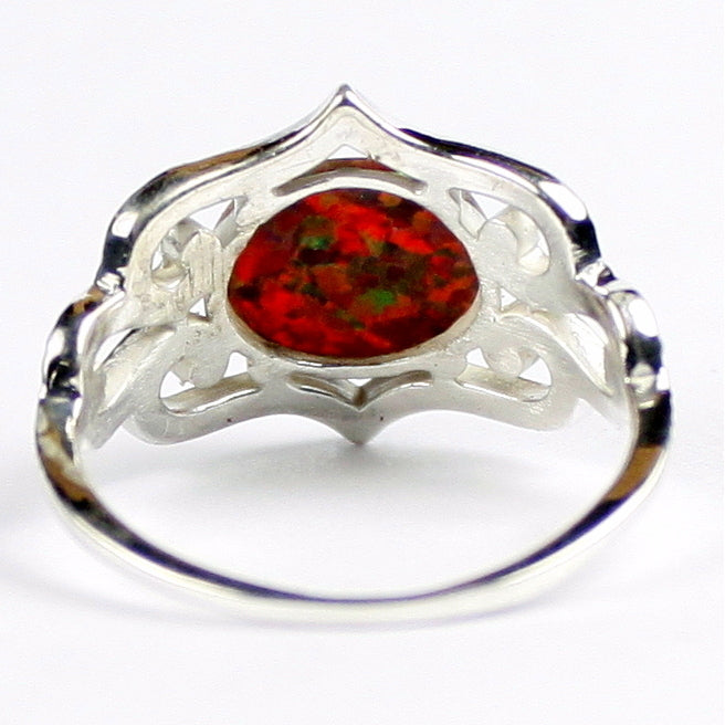 SR367 Created Red Brown Opal 925 Sterling Silver Ring Image 4