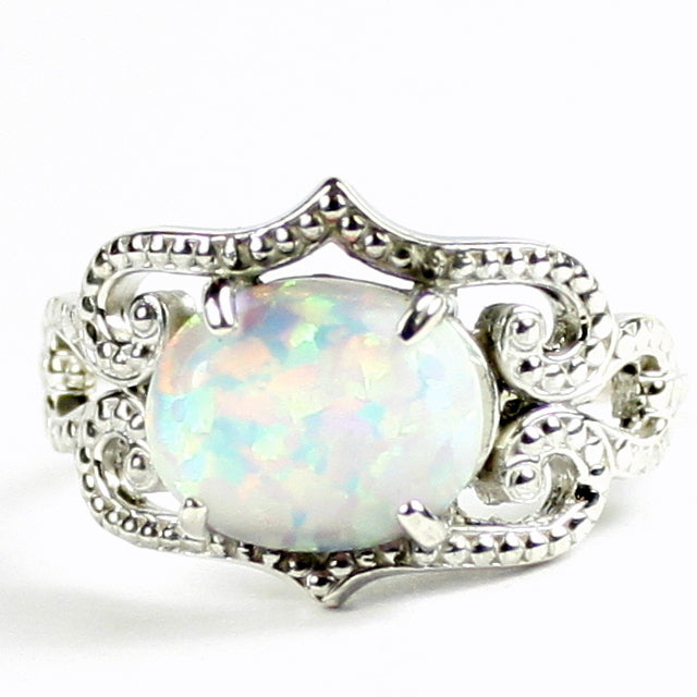 SR367 Created White Opal 925 Sterling Silver Ring Image 1