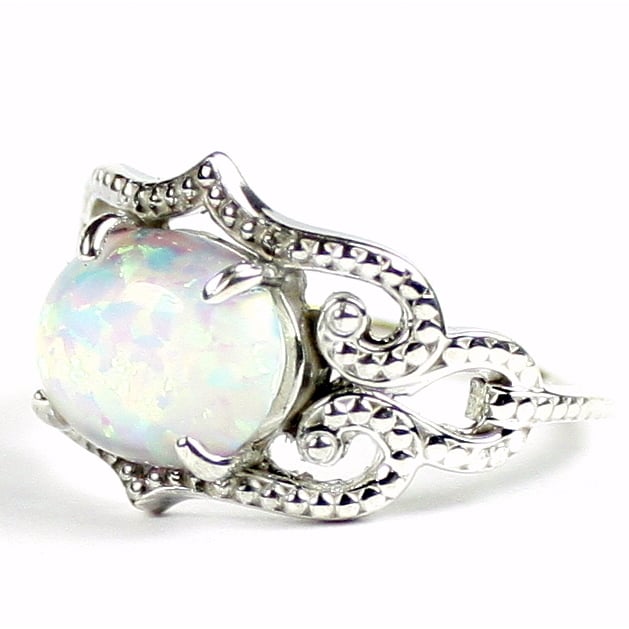 SR367 Created White Opal 925 Sterling Silver Ring Image 2