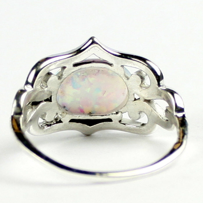 SR367 Created White Opal 925 Sterling Silver Ring Image 4