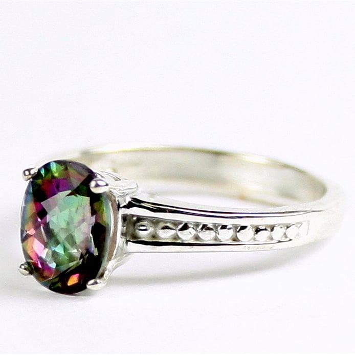 SR371 9x7mm Mystic Fire Topaz 925 Sterling Silver Ring Image 4