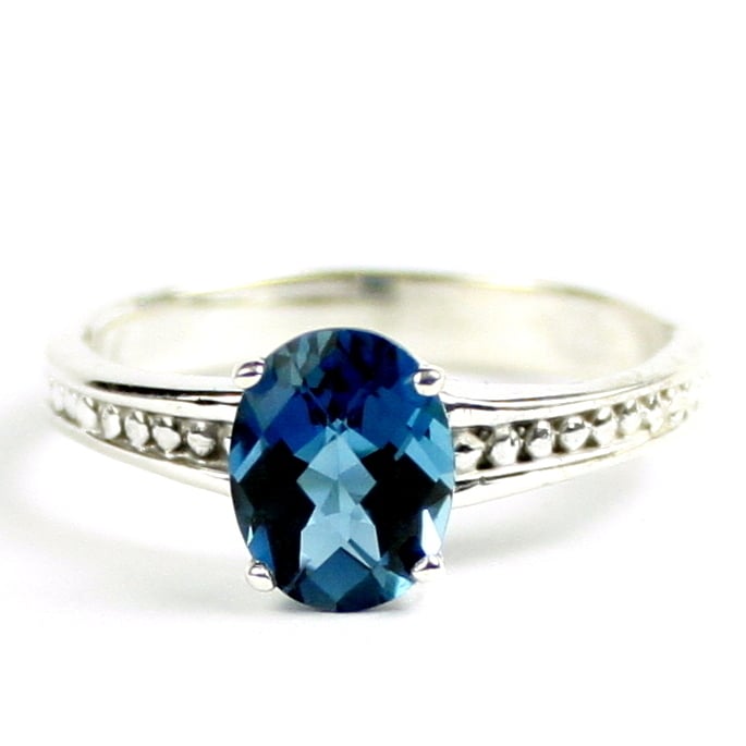 SR371 9x7mm London Blue Topaz 925 Sterling Silver Ring Image 1