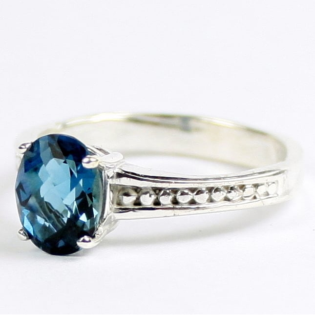 SR371 9x7mm London Blue Topaz 925 Sterling Silver Ring Image 2