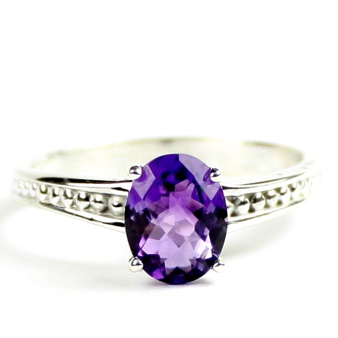 SR371 9x7mm Amethyst 925 Sterling Silver Ring Image 1