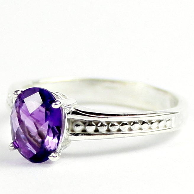 SR371 9x7mm Amethyst 925 Sterling Silver Ring Image 2