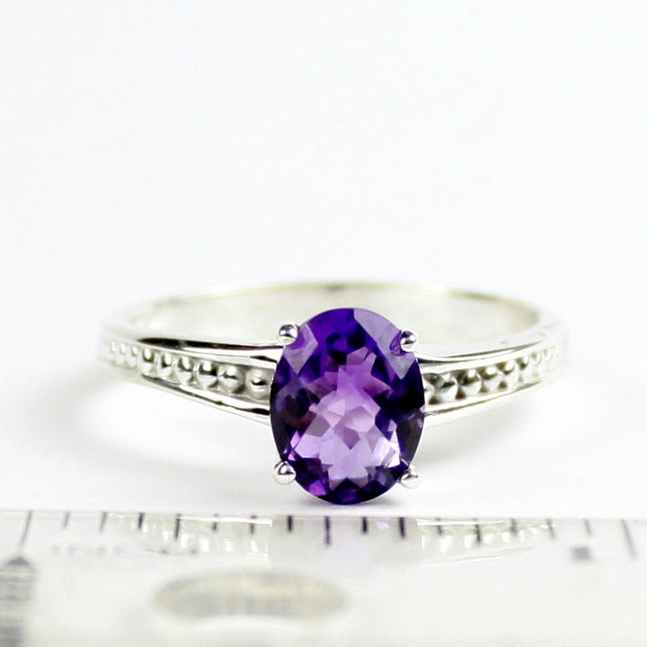 SR371 9x7mm Amethyst 925 Sterling Silver Ring Image 4