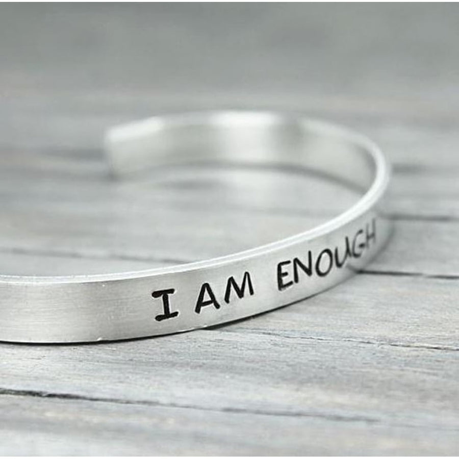 I Am Enough Cuff, Stamped Inspiration Cuff Image 1