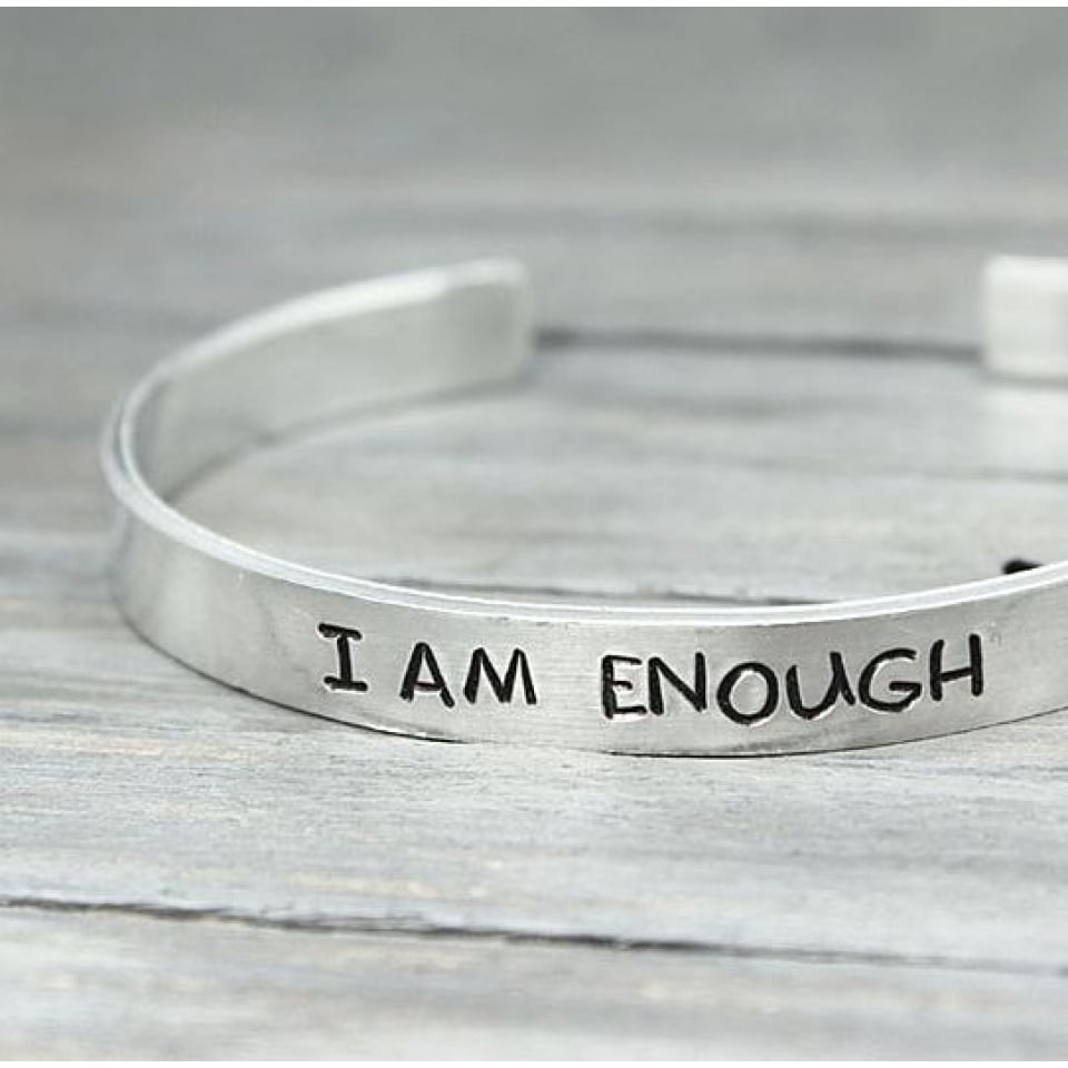 I Am Enough Cuff, Stamped Inspiration Cuff Image 2