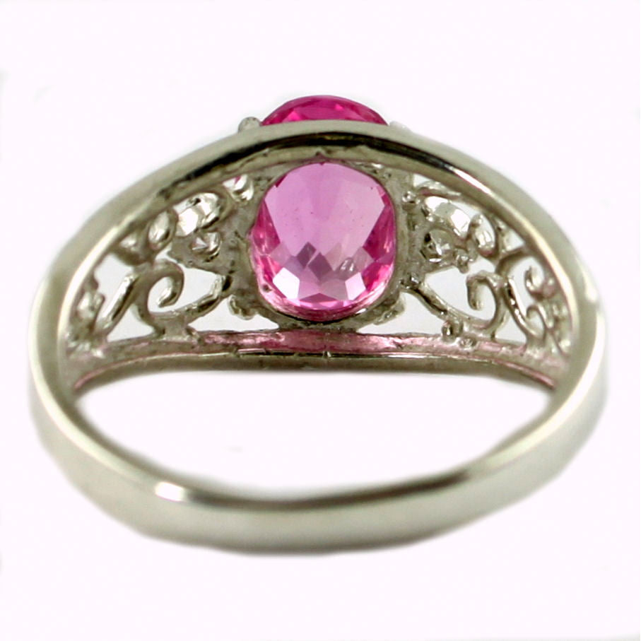 SR306 Created Pink Sapphire 925 Sterling Silver Ring Image 4