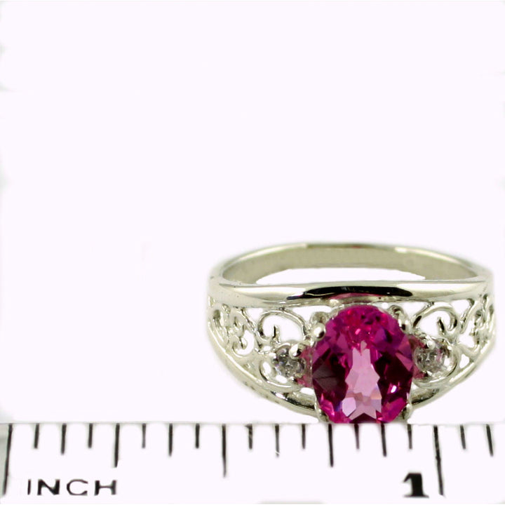 SR306 Created Pink Sapphire 925 Sterling Silver Ring Image 4