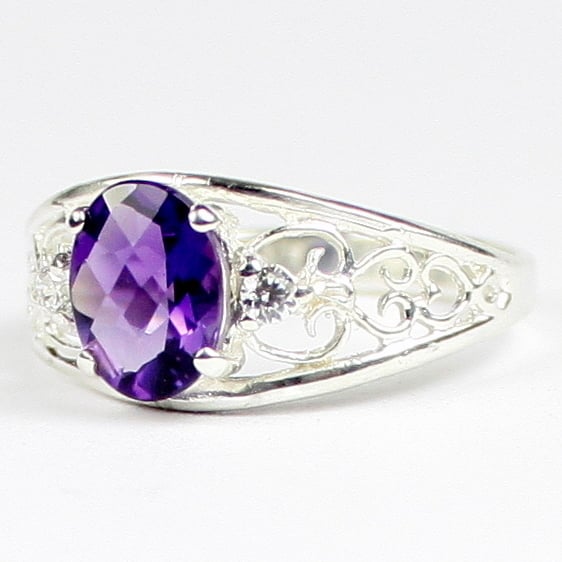 SR306 Amethyst 925 Sterling Silver Ladies Ring Image 2