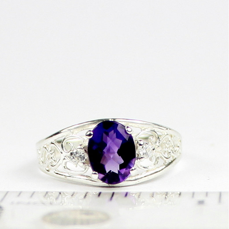 SR306 Amethyst 925 Sterling Silver Ladies Ring Image 4