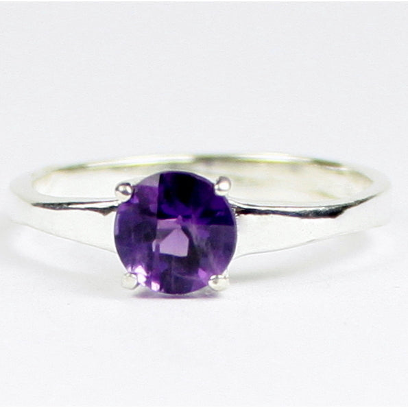 SR301 6mm Round Amethyst 925 Sterling Silver Ring Image 1