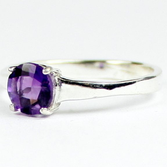 SR301 6mm Round Amethyst 925 Sterling Silver Ring Image 2