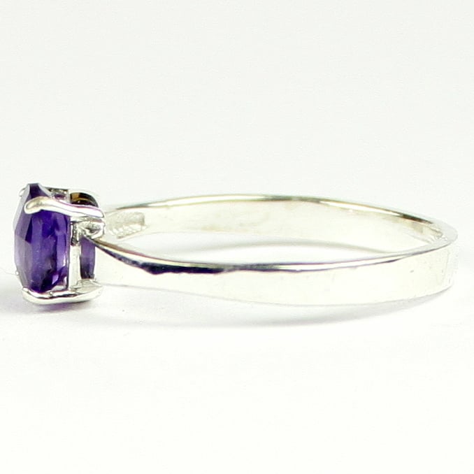 SR301 6mm Round Amethyst 925 Sterling Silver Ring Image 3