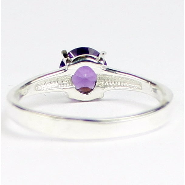 SR301 6mm Round Amethyst 925 Sterling Silver Ring Image 4