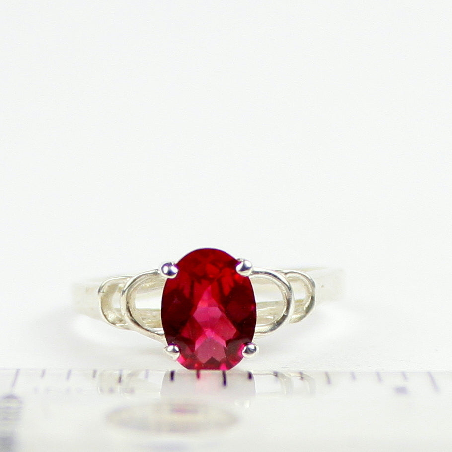 SR300 Created Ruby 925 Sterling Silver Ring Image 4