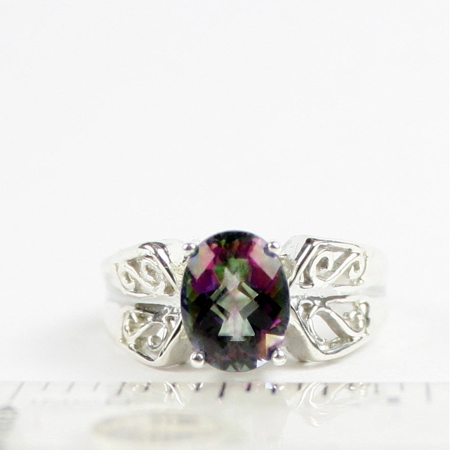 SR281 9x7mm Mystic Fire Topaz 925 Sterling Silver Ring Image 4