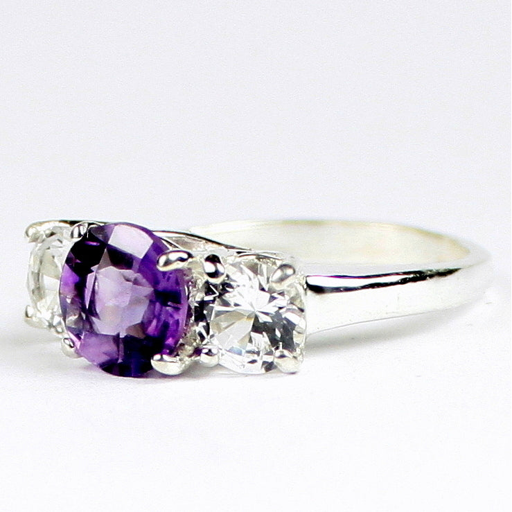 SR255 2 ct Amethyst and 1 ct CZs 925 Sterling Silver Ring Image 2