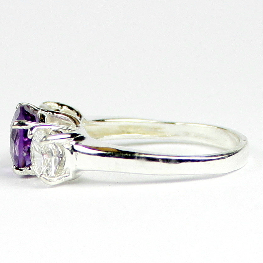 SR255 2 ct Amethyst and 1 ct CZs 925 Sterling Silver Ring Image 3