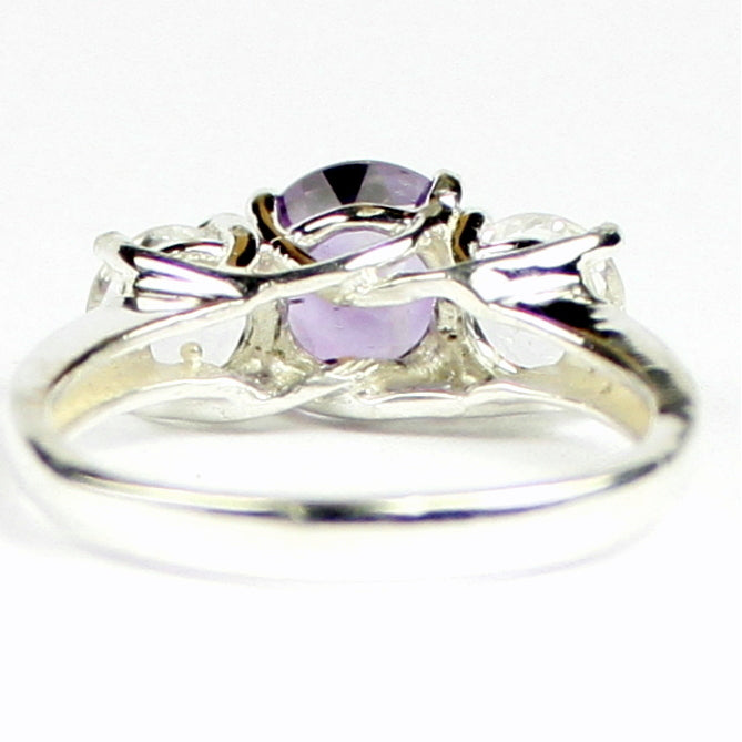 SR255 2 ct Amethyst and 1 ct CZs 925 Sterling Silver Ring Image 4