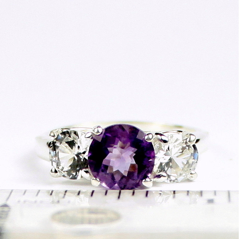 SR255 2 ct Amethyst and 1 ct CZs 925 Sterling Silver Ring Image 4