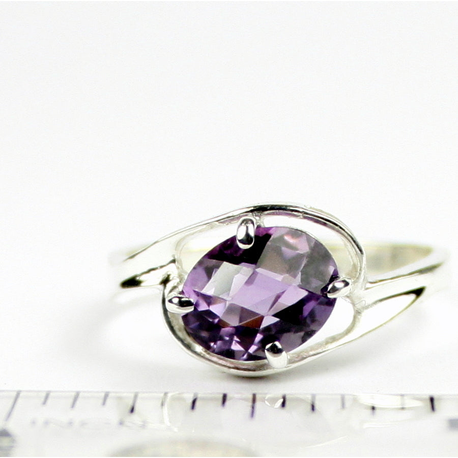 SR186 9x7mm Amethyst 925 Sterling Silver Ring Image 4