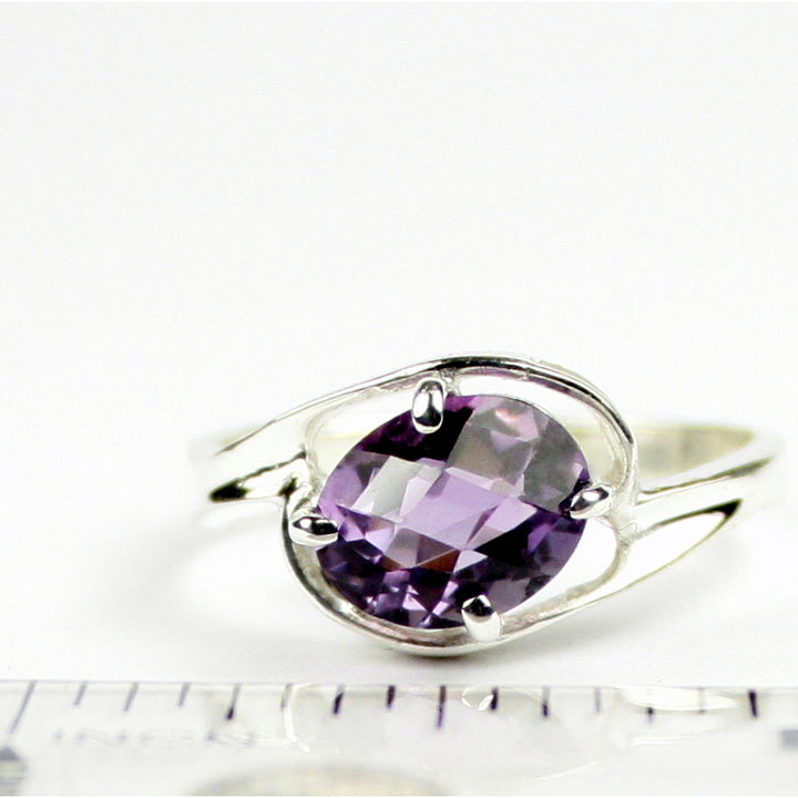 SR186 9x7mm Amethyst 925 Sterling Silver Ring Image 4