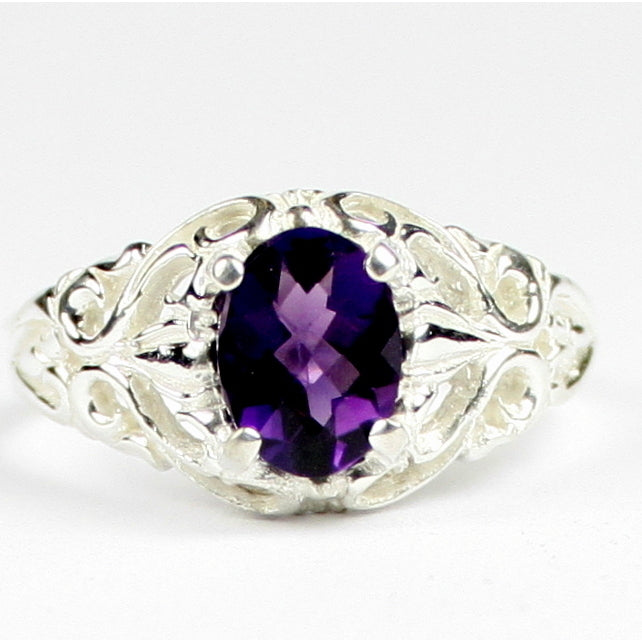 SR113 Amethyst 925 Sterling Silver Ring Image 1