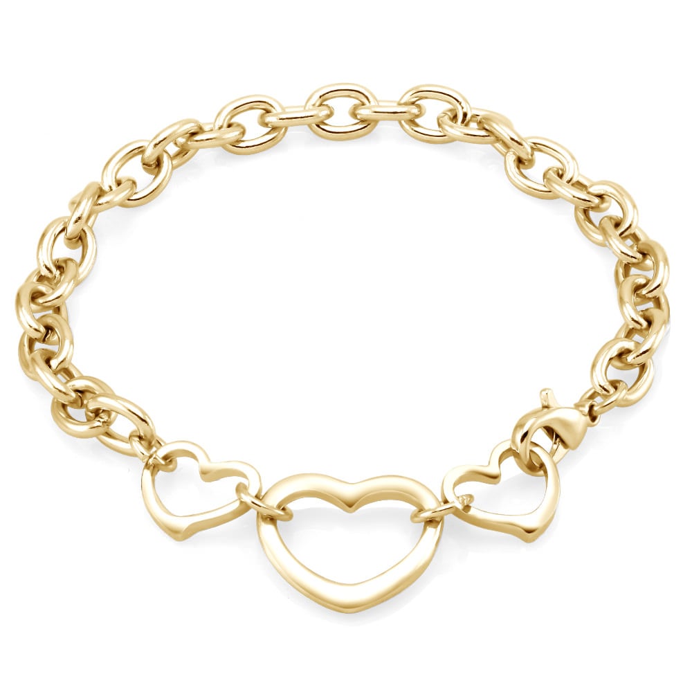 18kt Gold Triple Heart Charm Bracelet Image 2