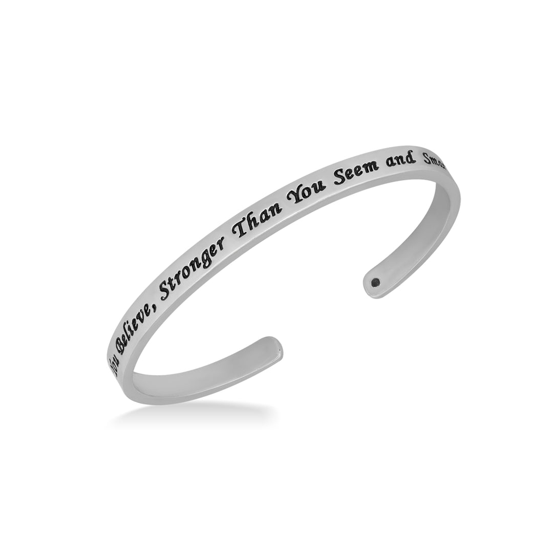 Sterling Silver You are braver than you believe Cuff Bracelet Image 1