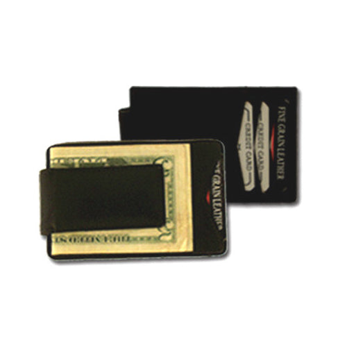 Black Leather Money Clip and Credit Card Holder Image 1