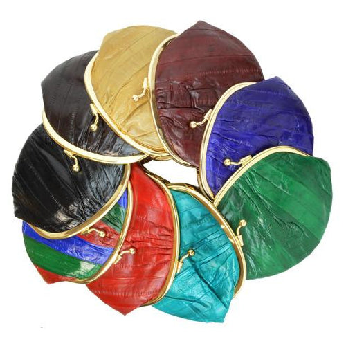 Eel skin coin/change purse with metal clasp Big Tricolor Image 1