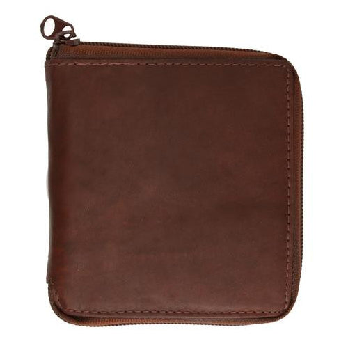 Genuine leather mens ziparound credit card coin wallet Burgundy color Image 1