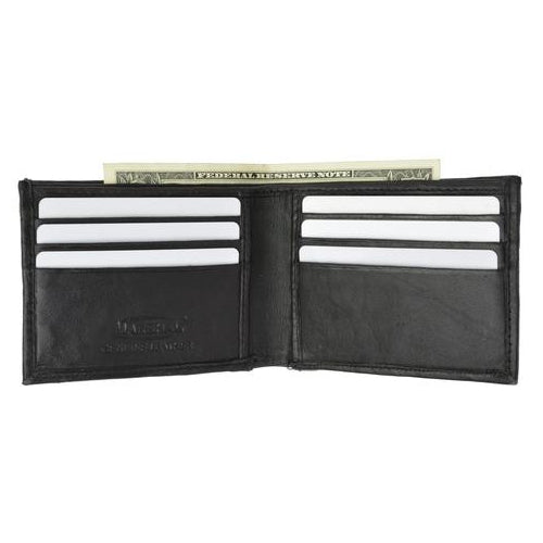 Mens premium genuine leather credit card ID bifold wallet P1358 Image 1