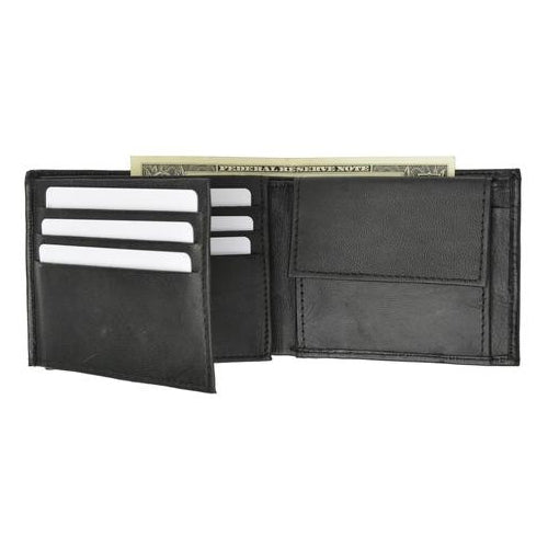 Mens premium genuine leather credit card ID bifold wallet P1853 Image 1