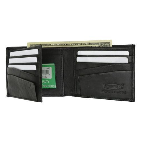 Mens premium genuine leather credit card ID bifold wallet P82 Image 1