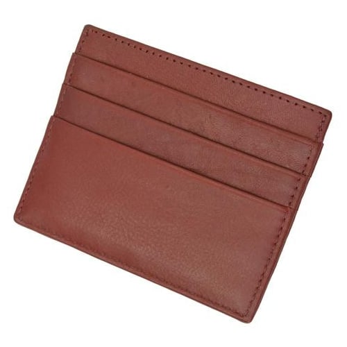 Premium Burgundy Soft Genuine Leather Simple Credit Card Holder Image 1