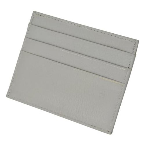 Premium Gray Soft Genuine Leather Simple Credit Card Holder Image 1