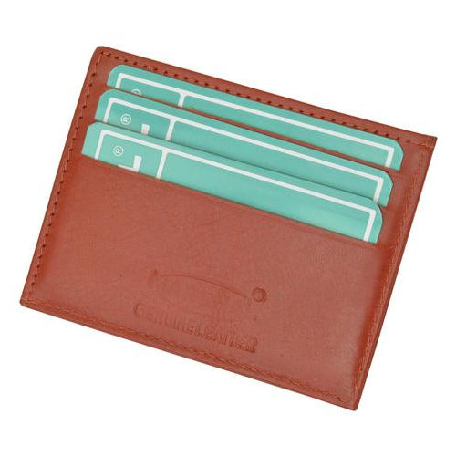 Premium fine Burgundy Genuine Leather Slim Simple ID Credit Card Holder Thin Wallet Image 1