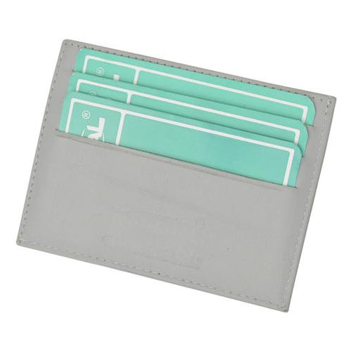 Premium fine Gray Genuine Leather Slim Simple ID Credit Card Holder Thin Wallet Image 1