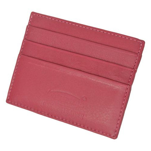 Premium Hot pink Soft Genuine Leather Simple Credit Card Holder Image 1