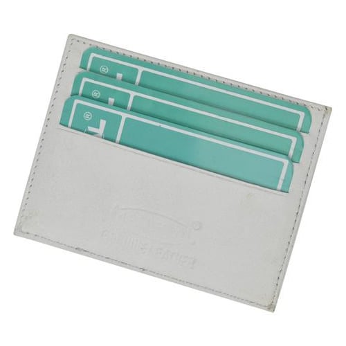 Premium fine White Genuine Leather Slim Simple ID Credit Card Holder Thin Wallet Image 1