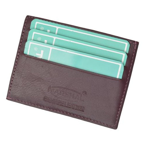 Premium fine Purple Genuine Leather Slim Simple ID Credit Card Holder Thin Wallet Image 1
