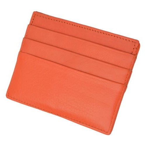 Premium Orange Soft Genuine Leather Simple Credit Card Holder Image 1