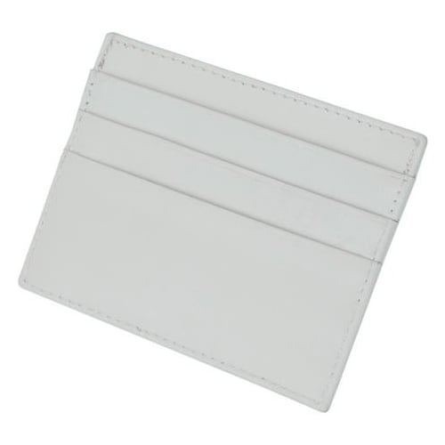 Premium White Soft Genuine Leather Simple Credit Card Holder Image 1