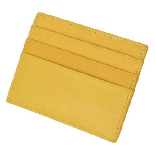 Premium Yellow Soft Genuine Leather Simple Credit Card Holder Image 1